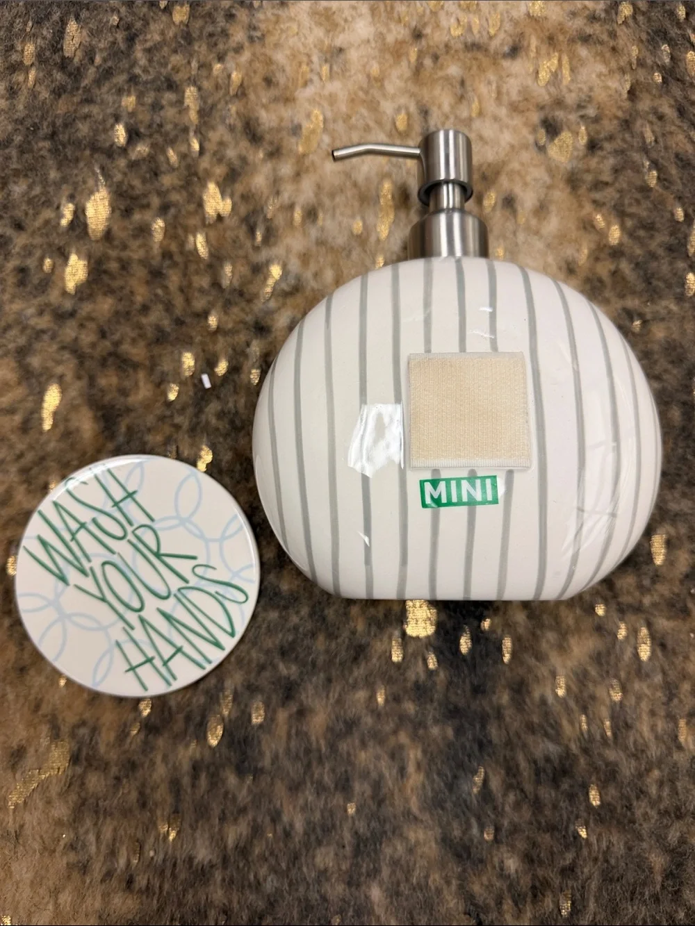 Happy Everything! Ceramic 'Wash Your Hands' Soap Dispenser - White & Green